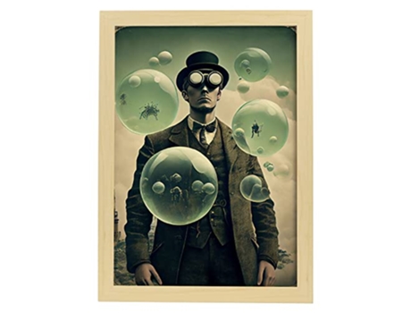 NACNIC Poster Traje Y Sombrero En Estilo Surrealismo Cinematográfico Ilustraciones Y Grabados De Historieta Abstracta Y Artística A3 Marcos Madera