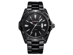 Reloj De Pulsera De Cuarzo Para Hombre, De Acero Inoxidable, Con Calendario, Estilo Moderno (negro)
