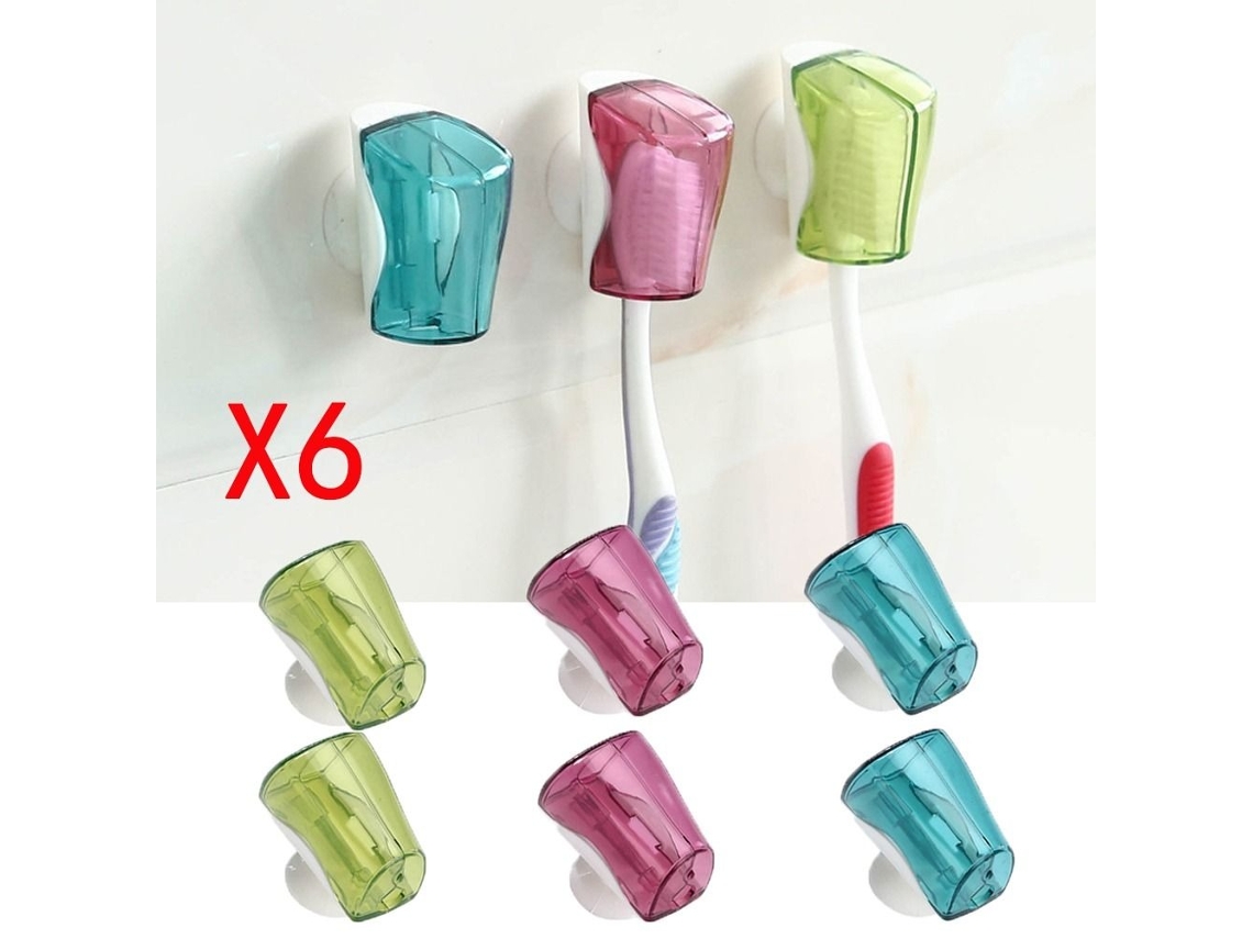 Paquete de 6 soportes para cepillos de dientes, estante de pared protector para cepillos de dientes Jortmrd