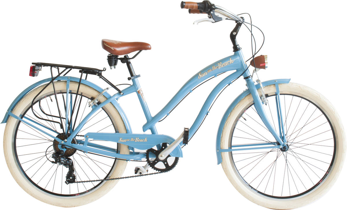 Bicicleta Cruiser 790 para mujer cuadro de aluminio 6 vel color azul negro via veneto vv790l 46