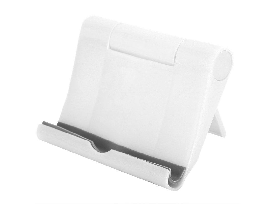 Soporte De Mesa Plegable Multifuncional Portátil Para Teléfonos Móviles Y Tabletas En Plástico Blanco.