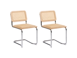 Conjunto de cadeiras cantilever com trança vienense BELIANI Cordova de Rattan/vime, Ferro Natural 49x50x83