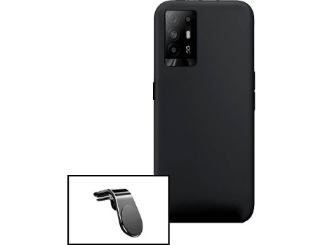 Carcasa + Soporte Oppo Reno5 Z PHONECARE Silicona Líquida Negro