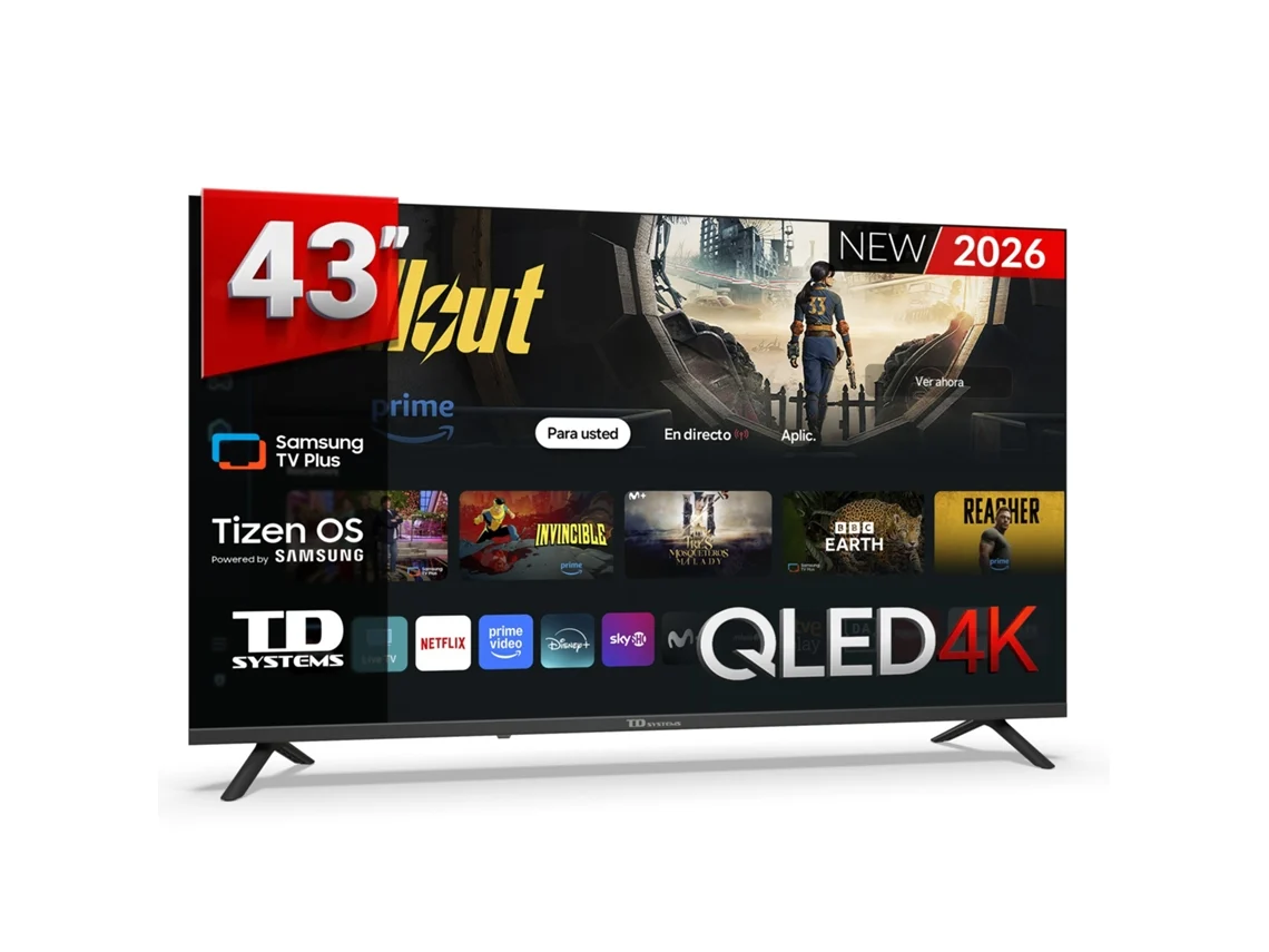 Televisor inteligente QLED 4K de 43 pulgadas con Samsung Tizen 8 - TD Systems M43QC22Tizen Negro