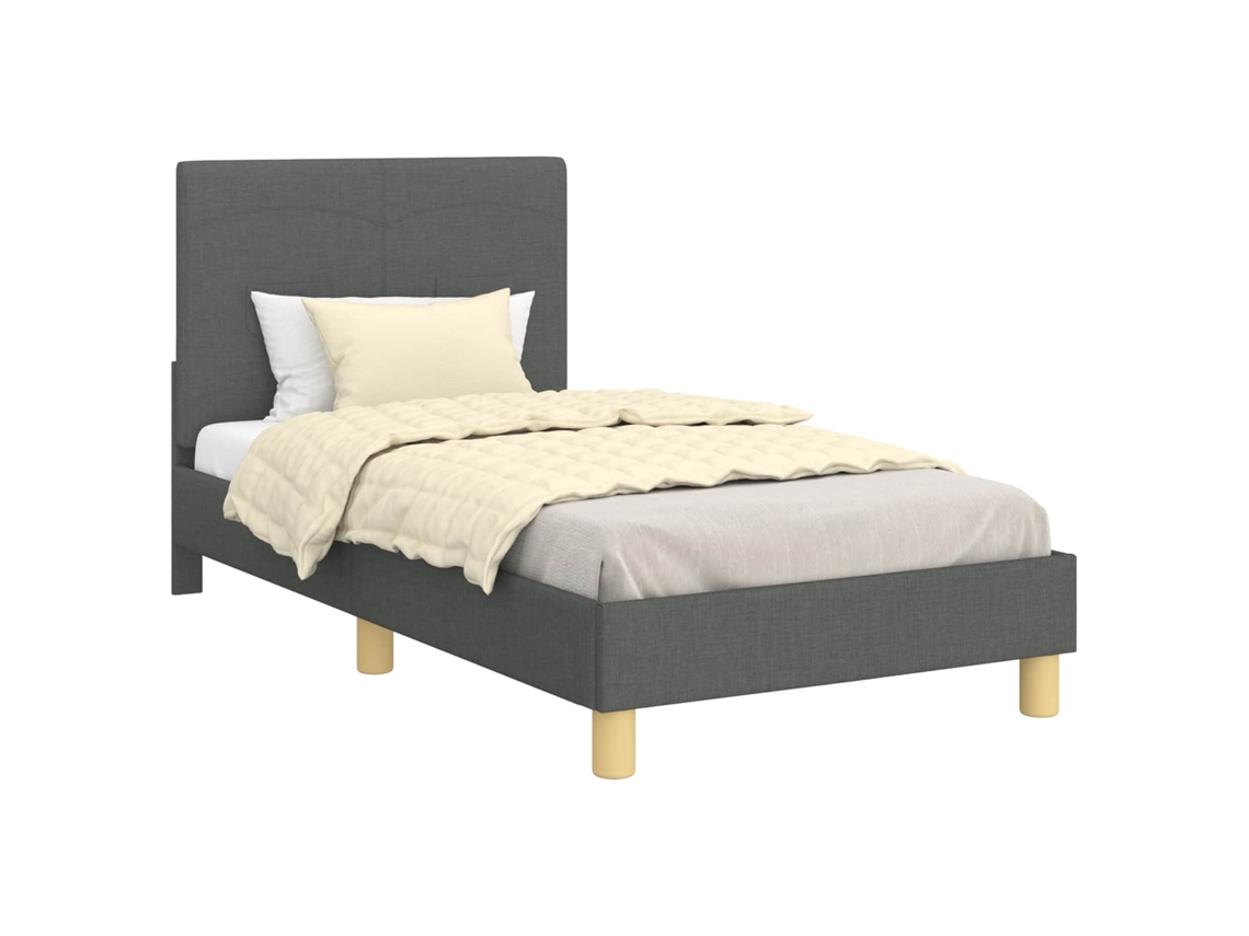 Maison Exclusive - Cama Para Niños Con Cabecero Gris Oscuro 80 X 160 Cm Tela