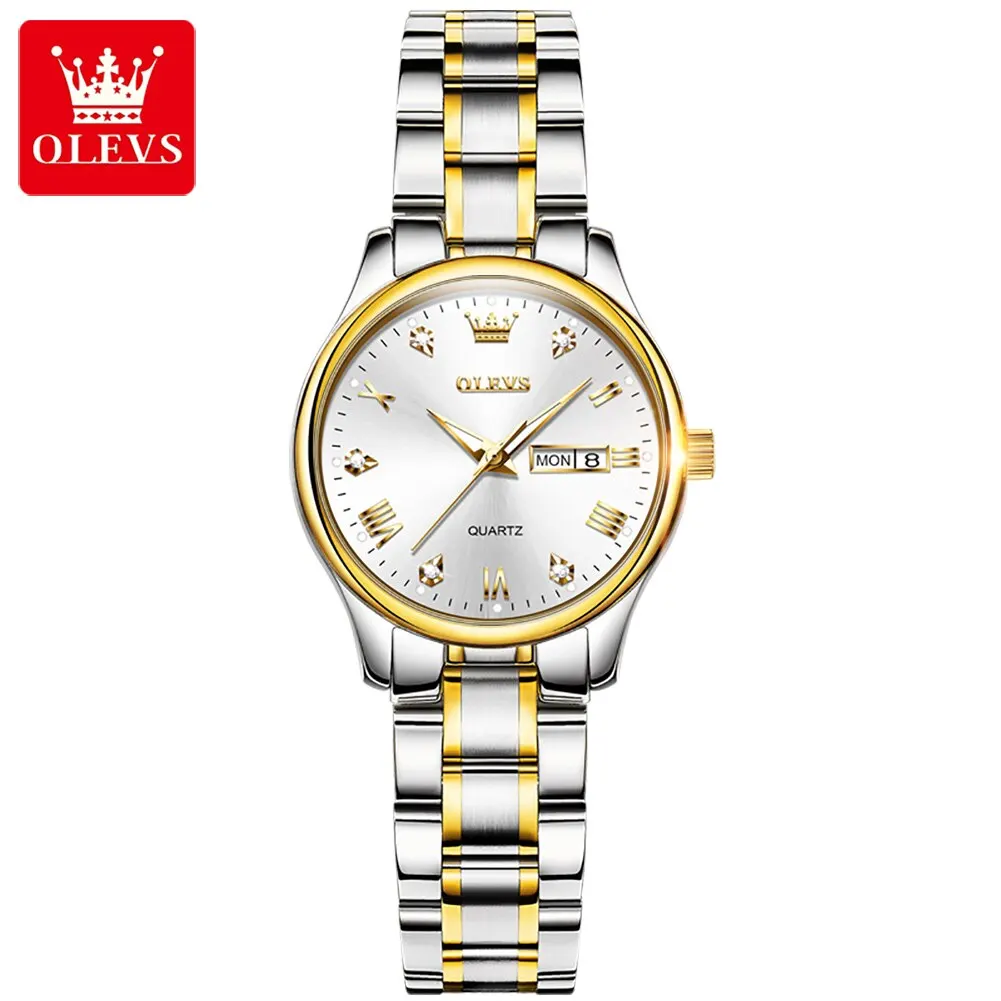 Reloj De Cuarzo De Lujo Para Mujer, Resistente Al Agua, De Acero Inoxidable (correa Plateada, Esfera Blanca).