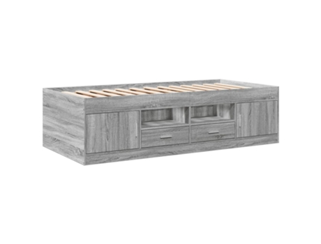 Tumbona con cajones madera ingeniería gris Sonoma VIDAXL (90 x 190 cm)