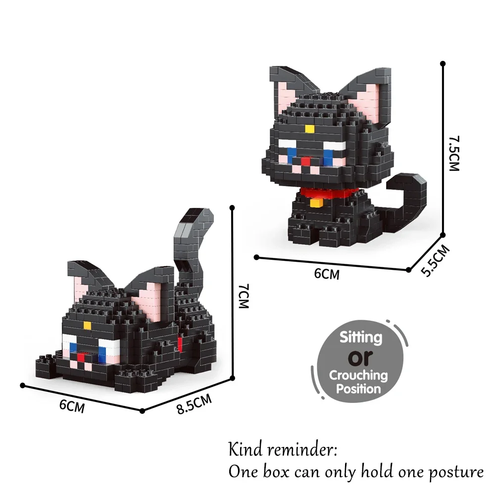 Lindo Juego De Bloques De Construcción En Miniatura Con Forma De Gato, Que Se Puede Construir En Dos Formas Adorables.