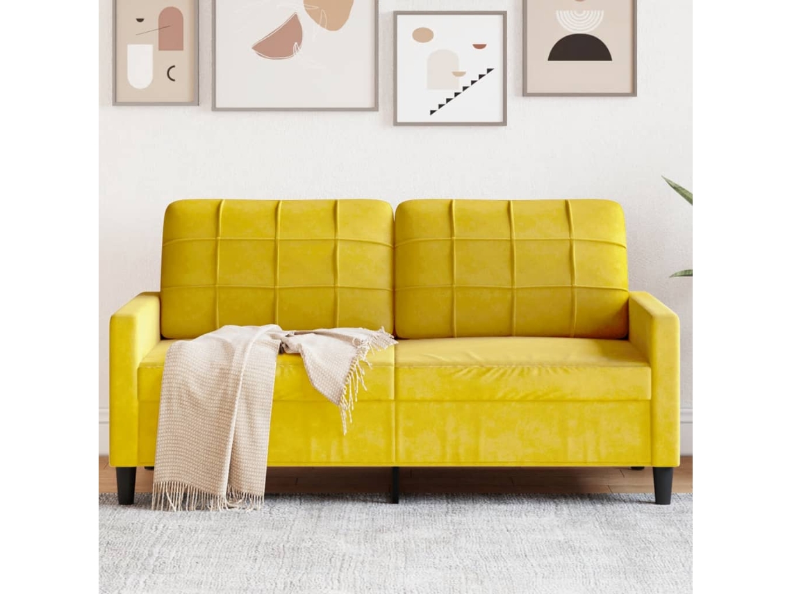 Sofá De 2 Plazas Terciopelo Amarillo 140 Cm
