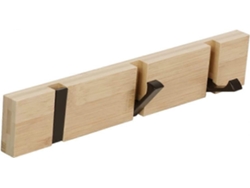 Omni-rack De Pared Con 3 Ganchos Retractables De Bambú Natural Para Abrigos Bufandas Y Bolsos