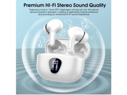 Auriculares Sem Fios Estéreo Hifi Reprodução Led Yizhood Bluetooth Blanco