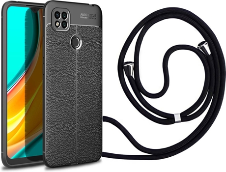 Funda Redmi 9C Rugged Leather con Collar Negro