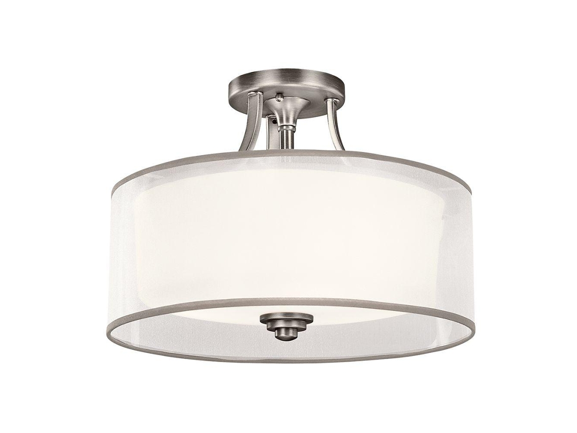 Flush Mount KICHLER (KL-Lacey-SF-AP) Mala de lino Lacey, vidrio ópalo, acero E27 3 Bulbos