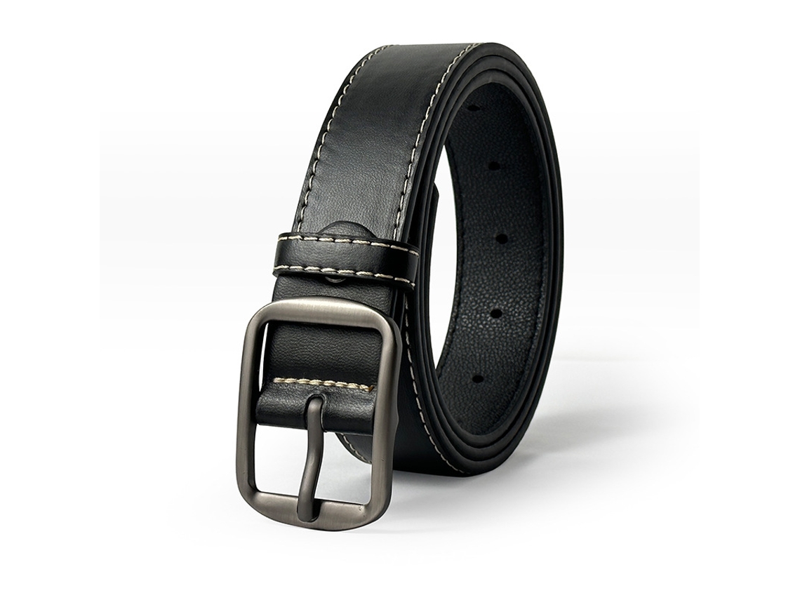 Cinturón Yuysan de piel sintética, unisex, 3,3 cm de ancho, 120 cm de largo, color negro.