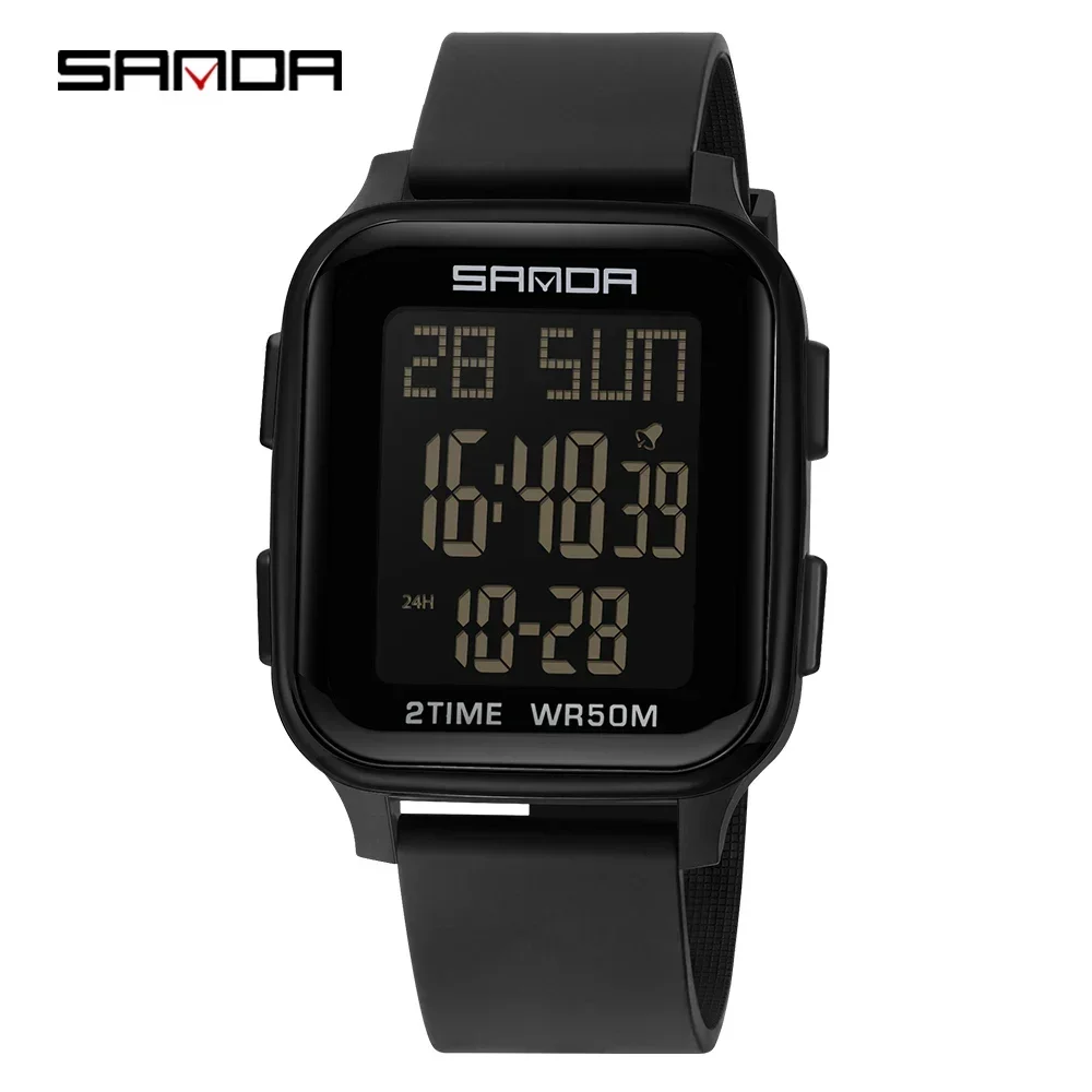 Reloj Electrónico Para Estudiantes (totalmente Negro), Reloj Electrónico De Moda Para Hombre, Reloj Despertador Led Deportivo E Impermeable.