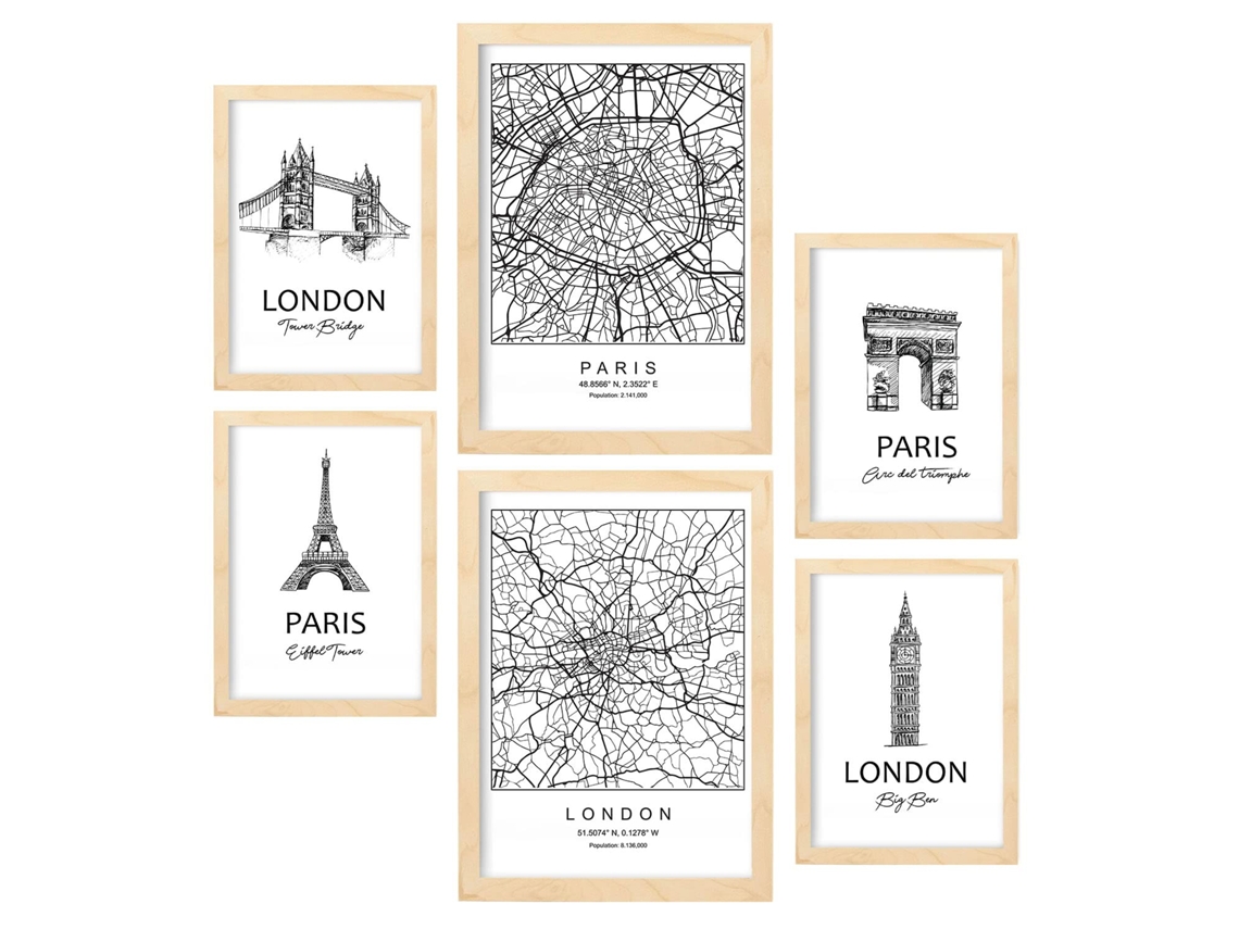 Set de 6 Pósters NACNIC París y Londres (A3, A4)