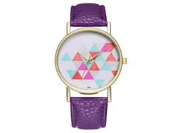 Reloj De Pulsera Unisex De Cuarzo Con Correa De Cuero Sintético De Moda (morado)