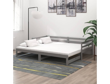 MAISON EXCLUSIVE Cama nido madera maciza de pino metal gris (90x200)