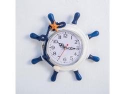 2026-reloj De Pared De Madera Estilo Mediterráneo Silencioso Náutico Ancla Rueda Decorativo Para Bar Hogar 01-blanco