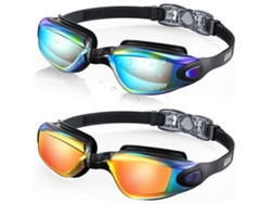 Gafas de natación, paquete de 2, gafas de natación impermeables para adultos (hombre y mujer), Jovemágua, naranja claro