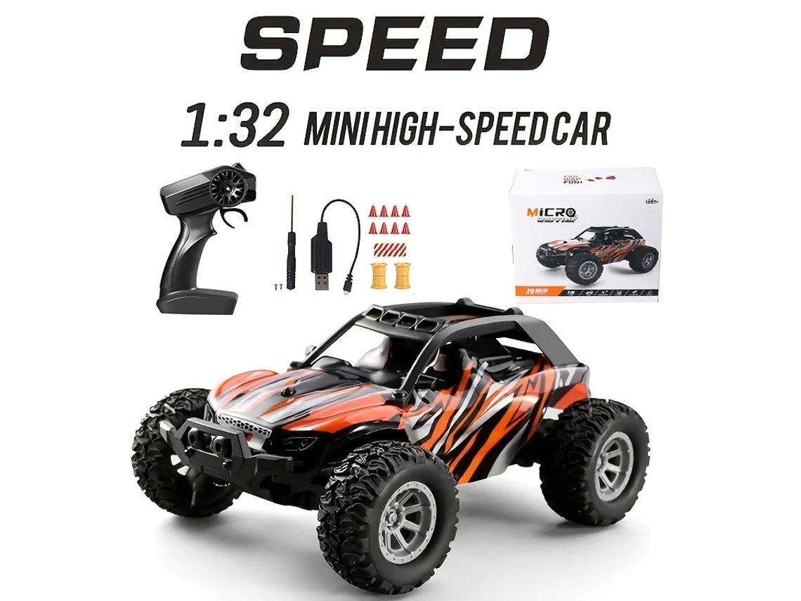 Mini coche todoterreno teledirigido 132, ideal para escalar montañas, derrapar y actividades al aire libre. Color naranja. Aeuzwr