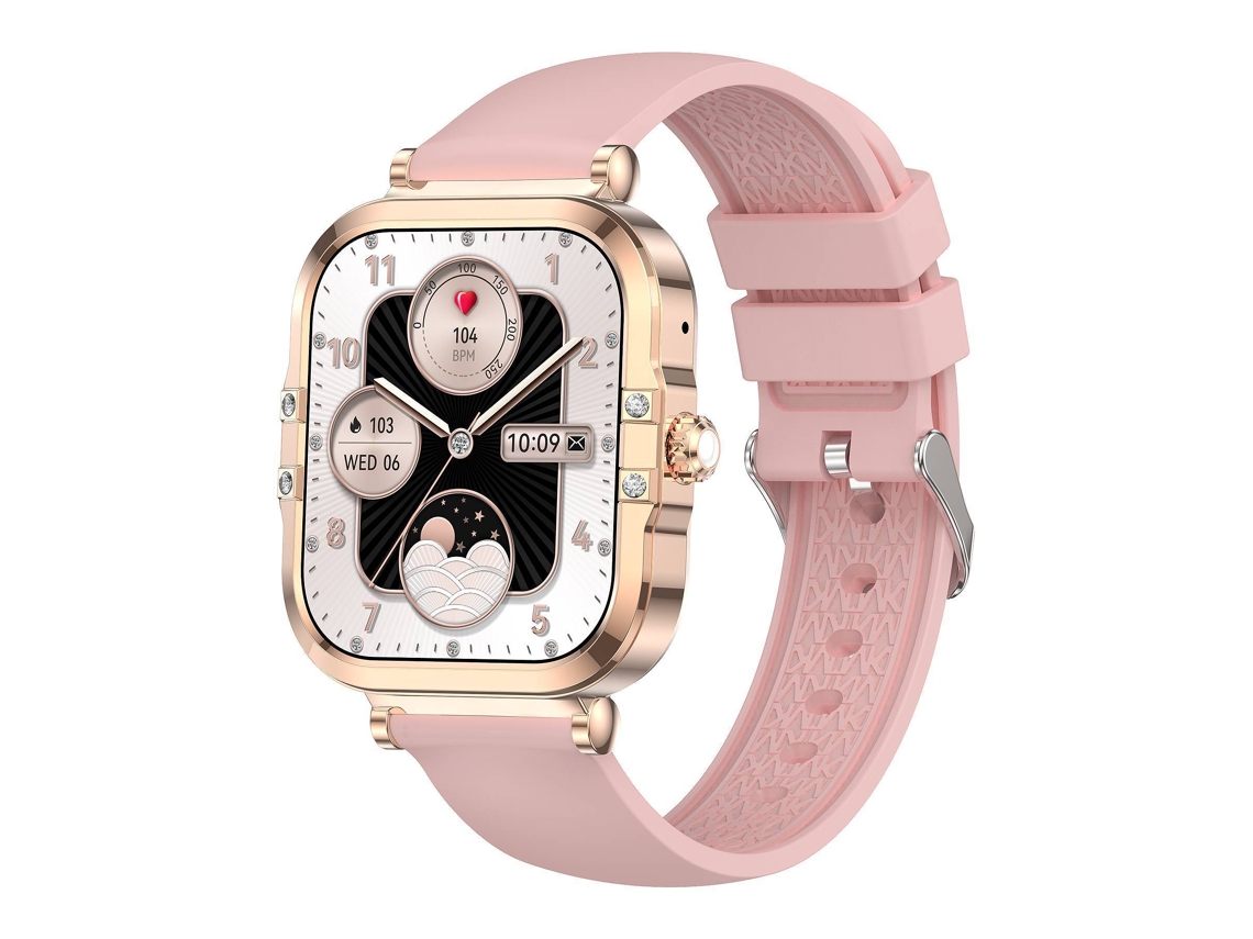 Reloj inteligente YANYXR para mujer con pantalla AMOLED HD de 1,75 pulgadas en color rosa.
