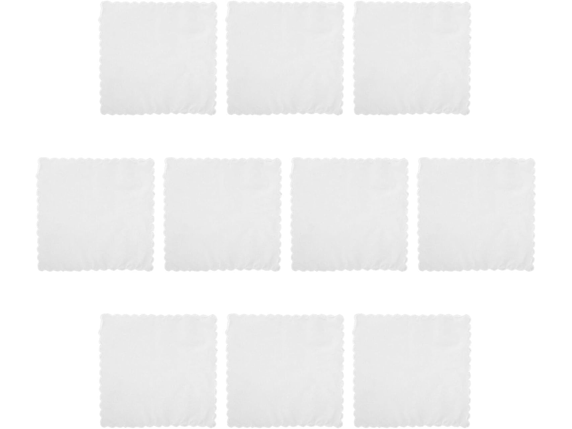 Conjunto De 10 Lenços De Algodão Macio Para Homens E Mulheres, Pacote Com Lenços De Bolso Brancos.