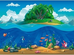 Fotomural OEDIM Infantil Isla Fondo Marino (Multicolor - 350x250cm - Vinilo)
