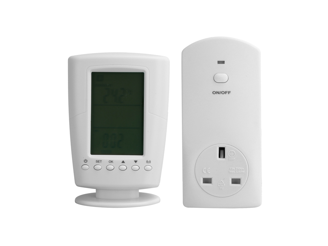 Termostato Inalámbrico Programable Con Mando A Distancia, Pantalla Lcd, Enchufe Británico, 250 V 13 A, 3250 W