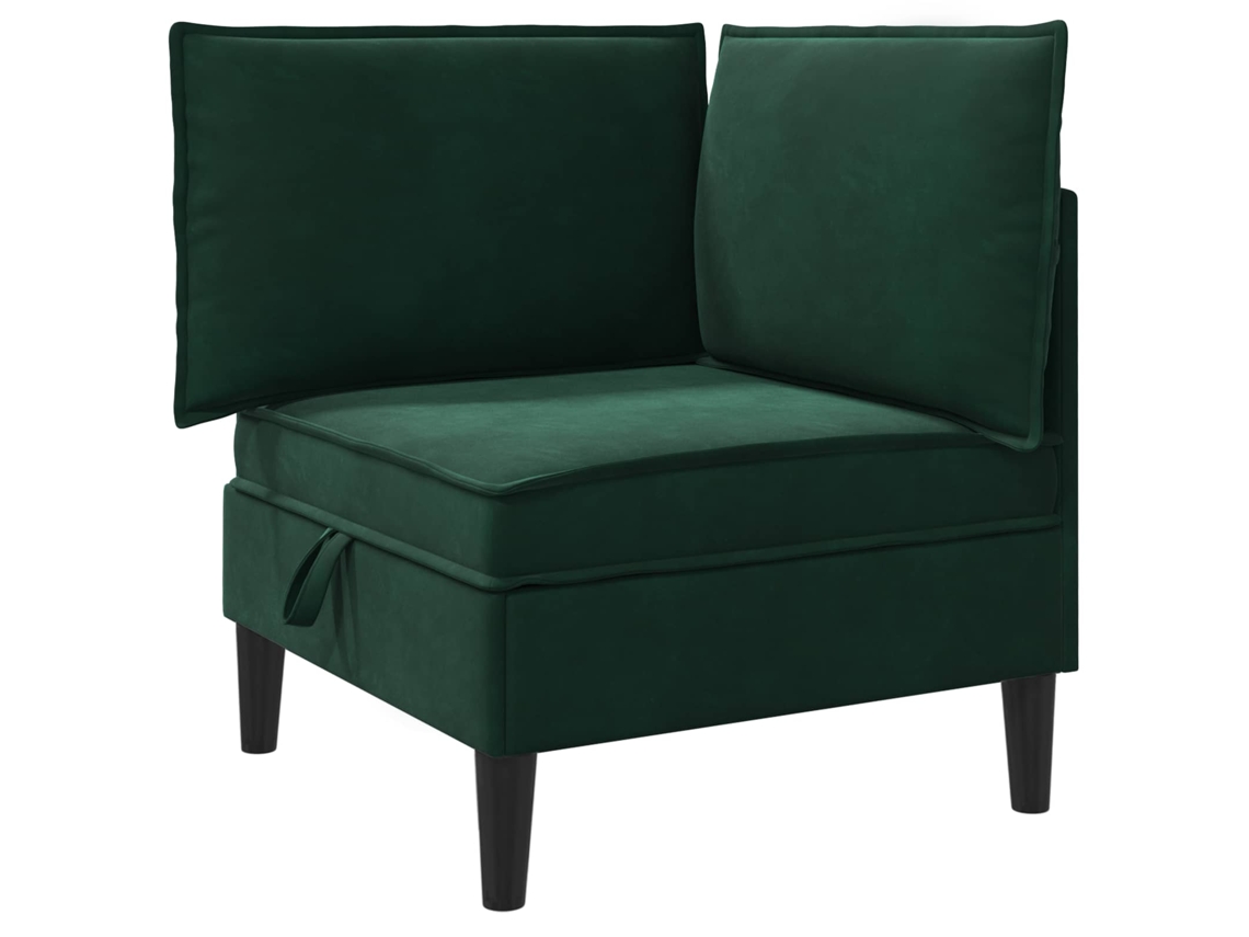 Sofá Esquinero Con Almacenamiento Verde Oscuro Terciopelo