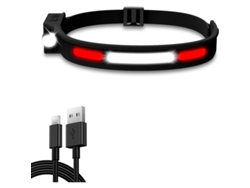 Linterna frontal recargable e impermeable de 350 lúmenes con 5 modos LED para correr, acampar, andar en bicicleta, pescar y para niños.