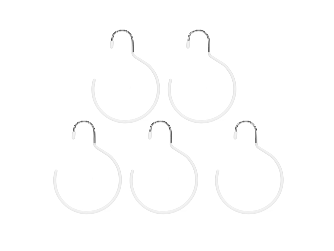 5pcs Gancho De Metal Multiuso Blanco Para Armario, Bufandas Y Cinturones, Resistente Y Antideslizante