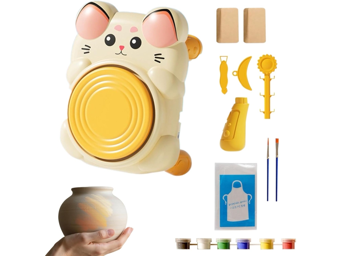 Kit de torno de alfarero infantil, kit pequeño de modelado de arcilla, herramientas educativas para esculpir arcilla de Slowmoose
