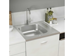 Escurridor de lavavajillas de cocina, 600 x 600 x 155 mm, acero inoxidable, color plateado, DKD HOME DECOR
