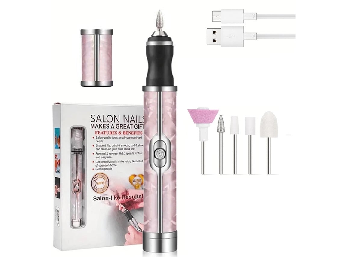 Taladro de uñas eléctrico profesional Yunzii rosa de 20000 RPM, lima de uñas eléctrica con 4 velocidades ajustables para manicura y pedicura