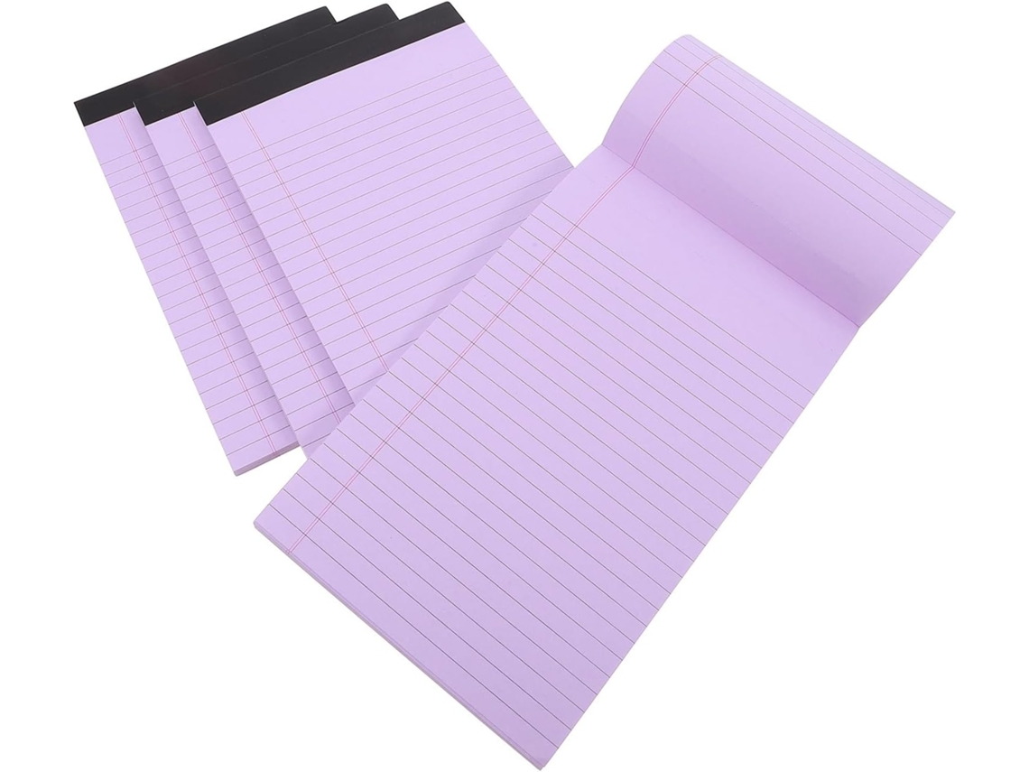 Juego de 4 cuadernos de papel morado, rayados, resistentes a las rasgaduras, fáciles de transportar.