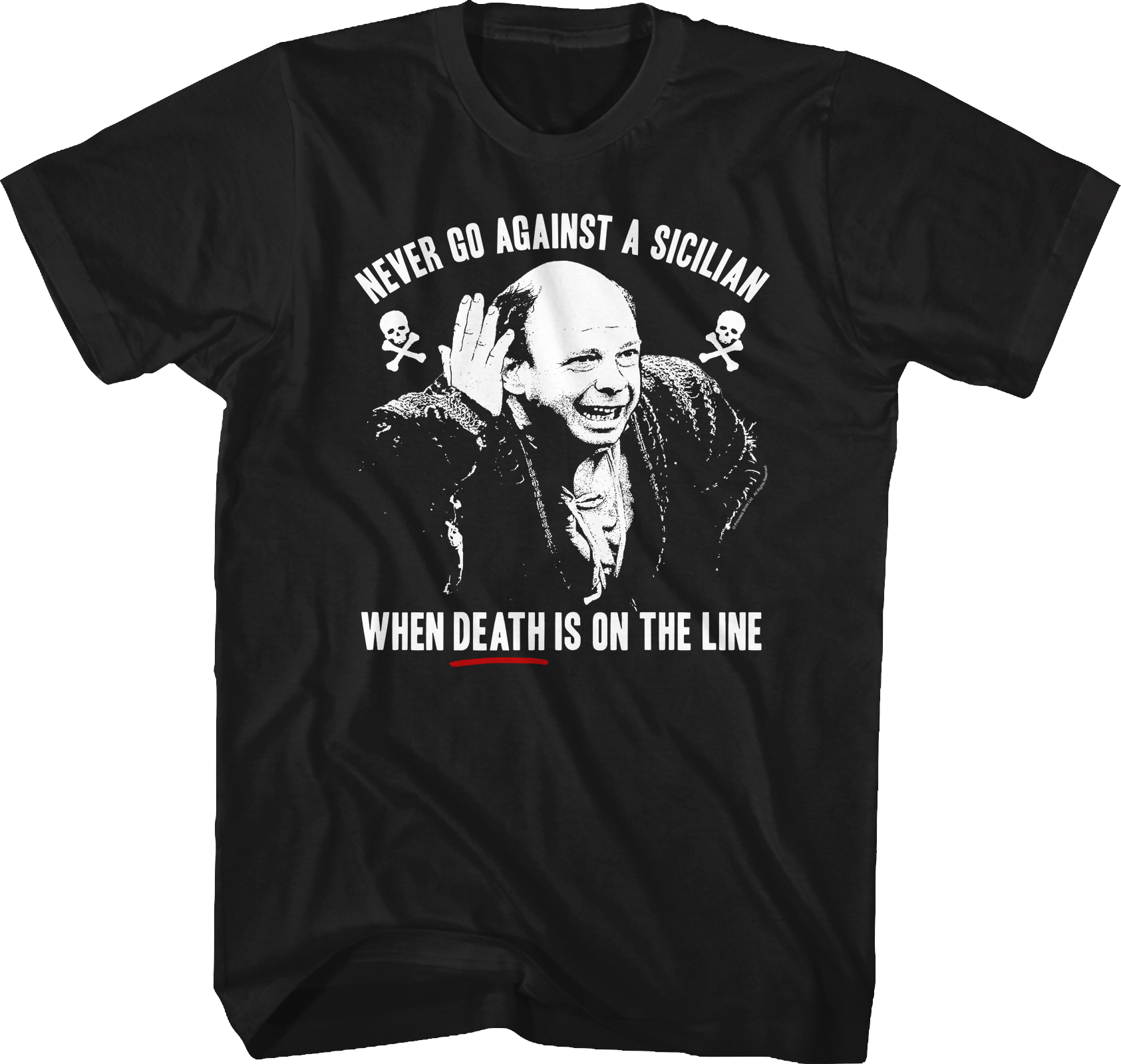 Camiseta Unisexo DEEPSTONE Vizzini Never Go Against A Sicilian Princess Bride Negro (M)