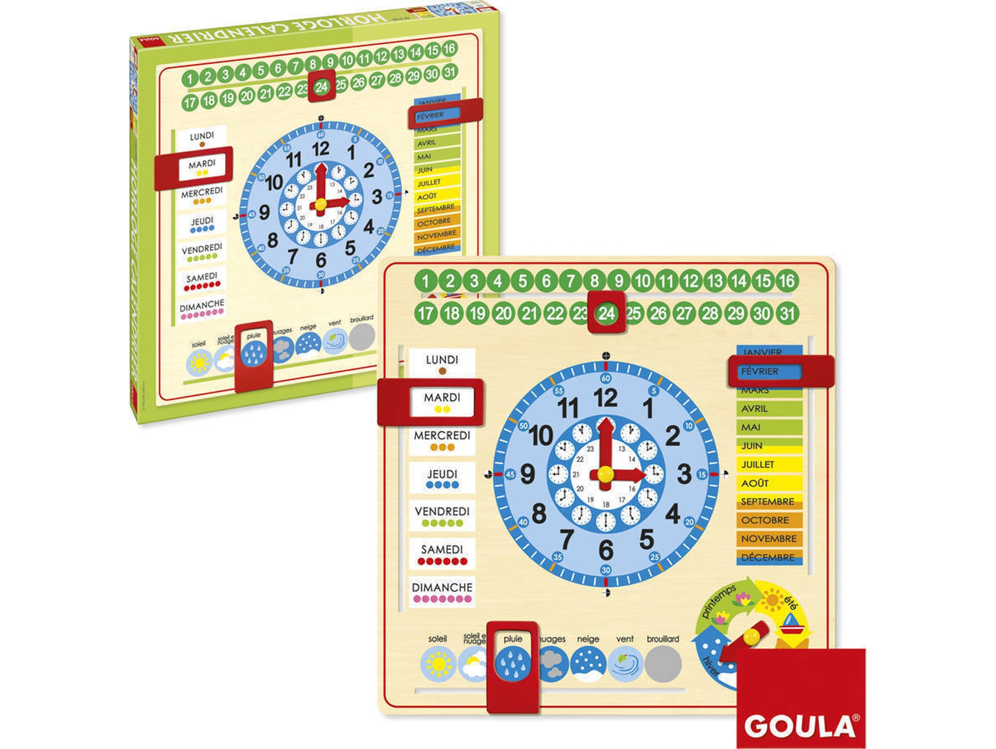 Calendario Con Reloj Para Aprender Sobre Meses, Estaciones, Días Y Horas