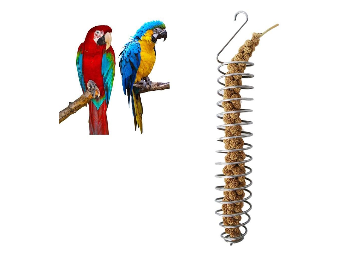 Comedero Para Pájaros De Acero Inoxidable Con Cesta Y Brochetas Para Frutas Y Verduras, Apto Para Loros, Periquitos Y Animales Pequeños.