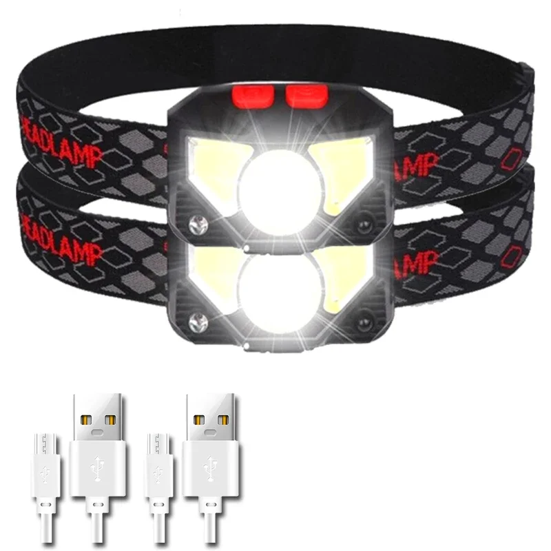 Linterna frontal LED de 1200 lúmenes con sensor de movimiento, recargable por USB, resistente al agua, ideal para pesca y ciclismo Aeuzwr