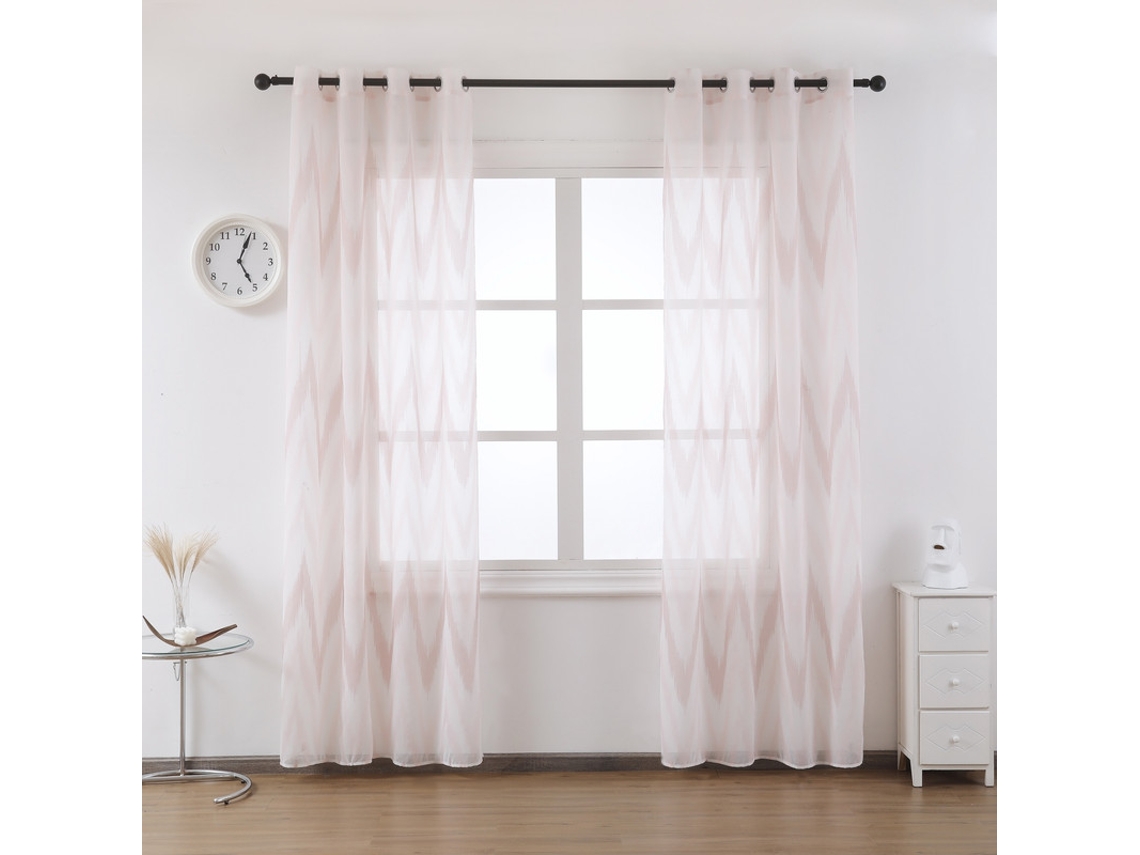 Cortina de gasa estampada 140 x 260 cm Rosa - Individual