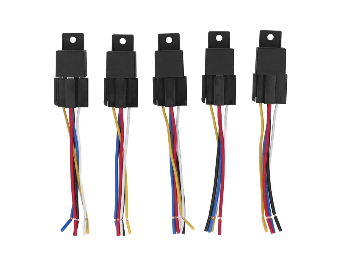 5 Relés Automotrices De 5 Pines, 12 V, 40 A, De Cobre Con Carcasa De Abs Y Conexión Estable.