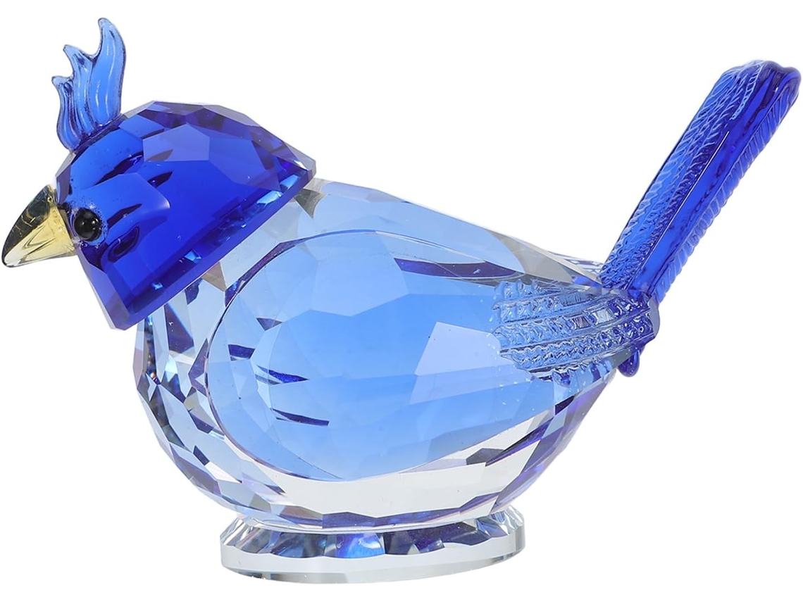 Figura Pájaro Cristal Cuernos Estatua Decorativa Escritorio Pisapapeles Centro Escultura Decoración Hogar Azul