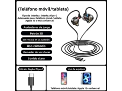 Auriculares Para Juegos Inalámbricos/con Cable (tipo C), Conector Tipo Cy De 3,5 Mm, Micrófono