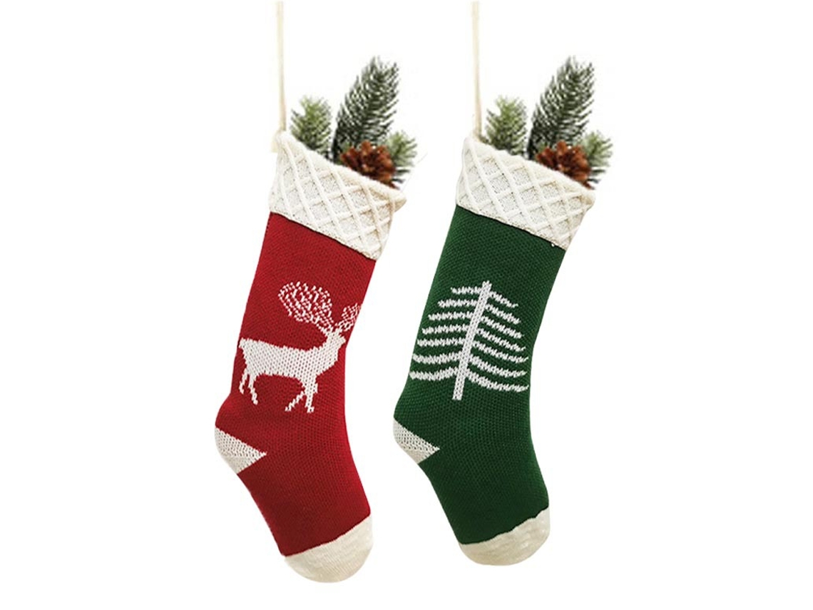 Medias navideñas de 2 piezas para el hogar - Rojo + Verde AURUM