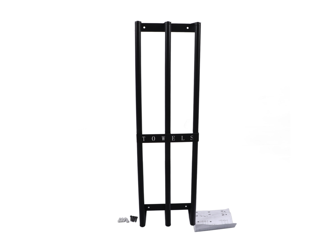 Toallero de pared de hierro negro con 3 barras