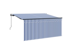 Maison Exclusive - Toldo Retráctil Manual Azul Y 300 X 200 Cm Poliéster Y Aluminio