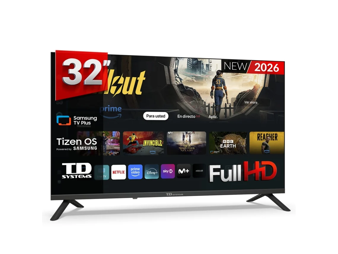 Televisor inteligente Full HD de 32 pulgadas con Samsung Tizen 8 - TD Systems M32FC22Tizen Negro