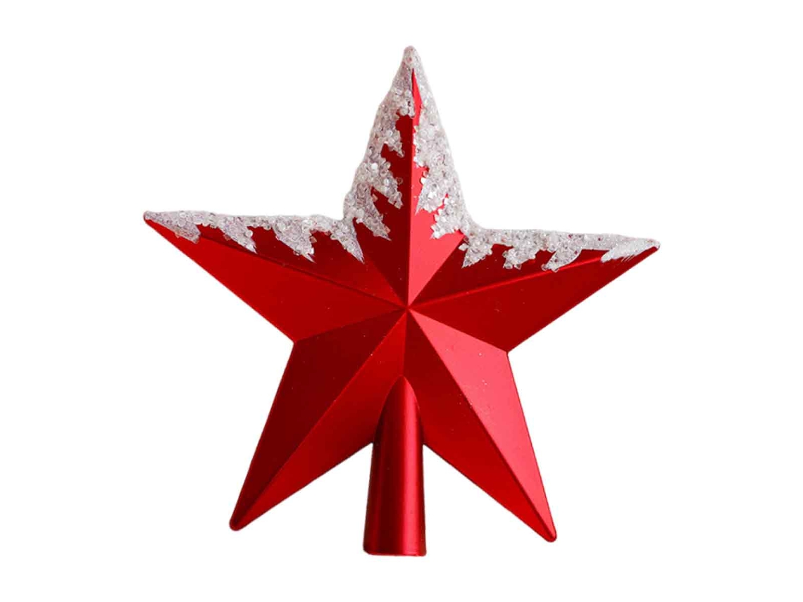 Tapa de árbol de Navidad de terciopelo, estrella decorativa roja RNEMITERY