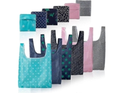 Paquete de 6 bolsas de compra plegables, reutilizables y ecológicas con bolsillo incorporado. GOKOCO